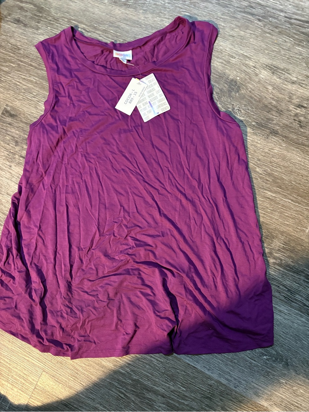 Lularoe cocoa tank top large New with tag solid purple